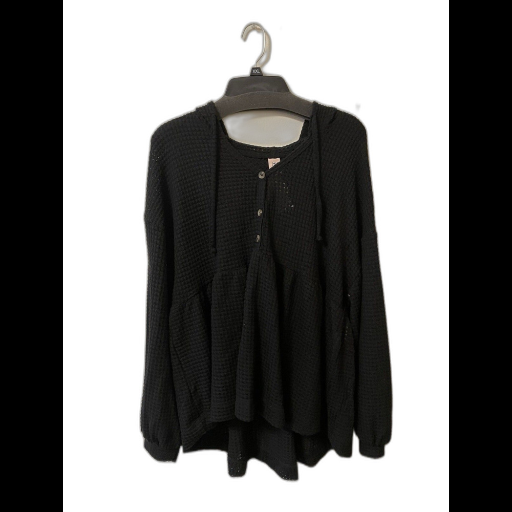 SO black hooded loose woven sweater size XXL